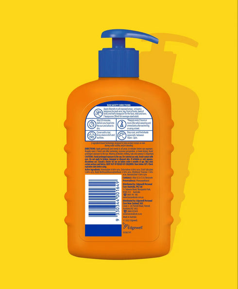 Image of Banana Boat Sport Pump SPF50+ 400g back of bottle